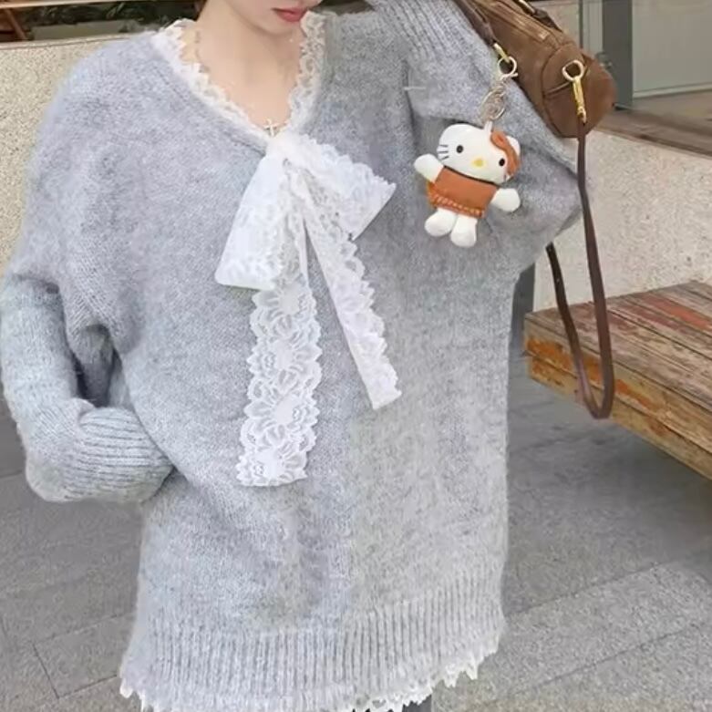 レースボウタイセーター