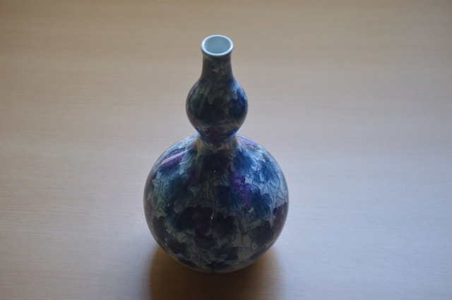 染錦葡萄瓢型　花瓶