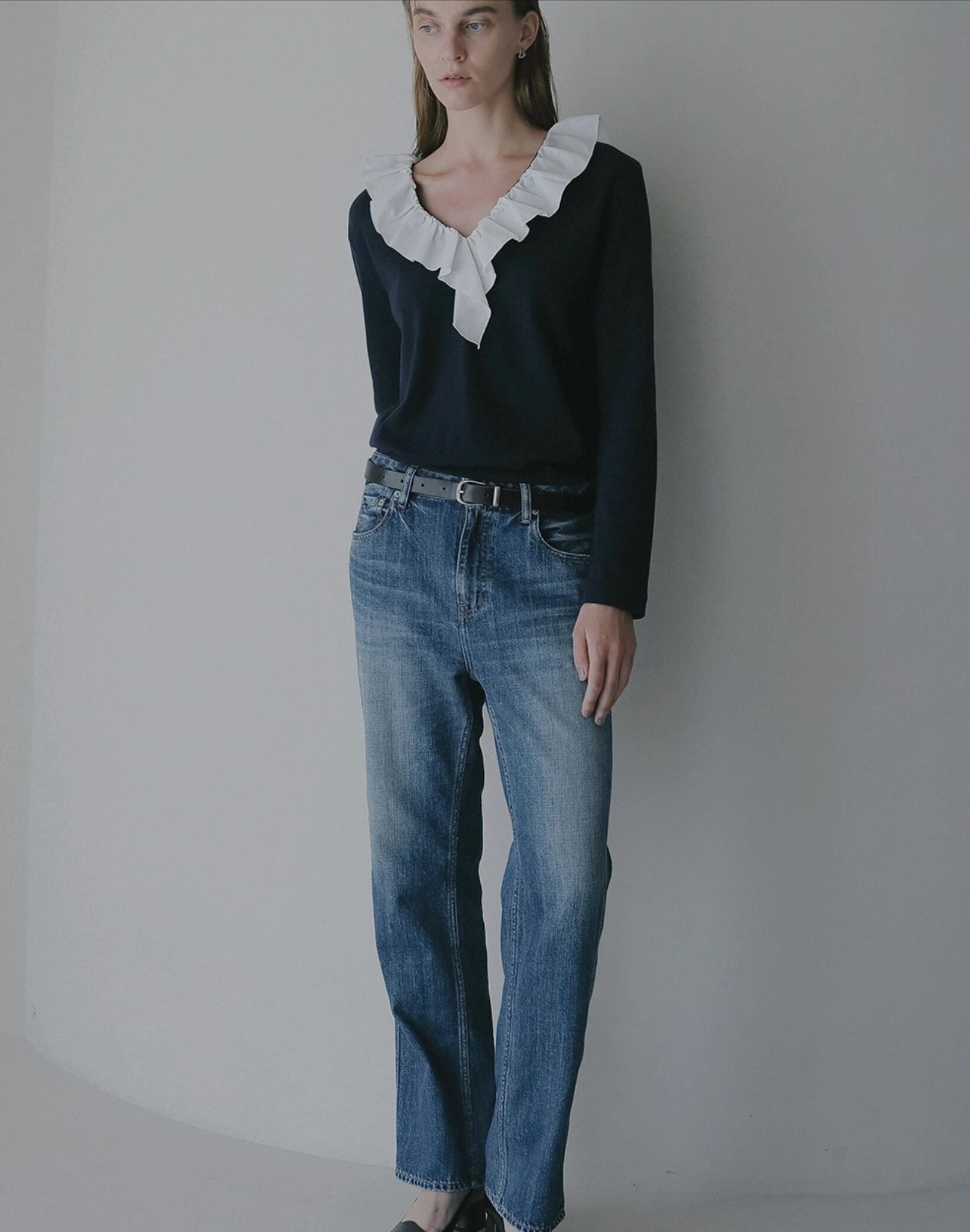 即完【MANOF】2Way Frill Neck Cut Tops MANOF 2WAY FRILL NECK CUT TOPS | FLICKA ASHIYA