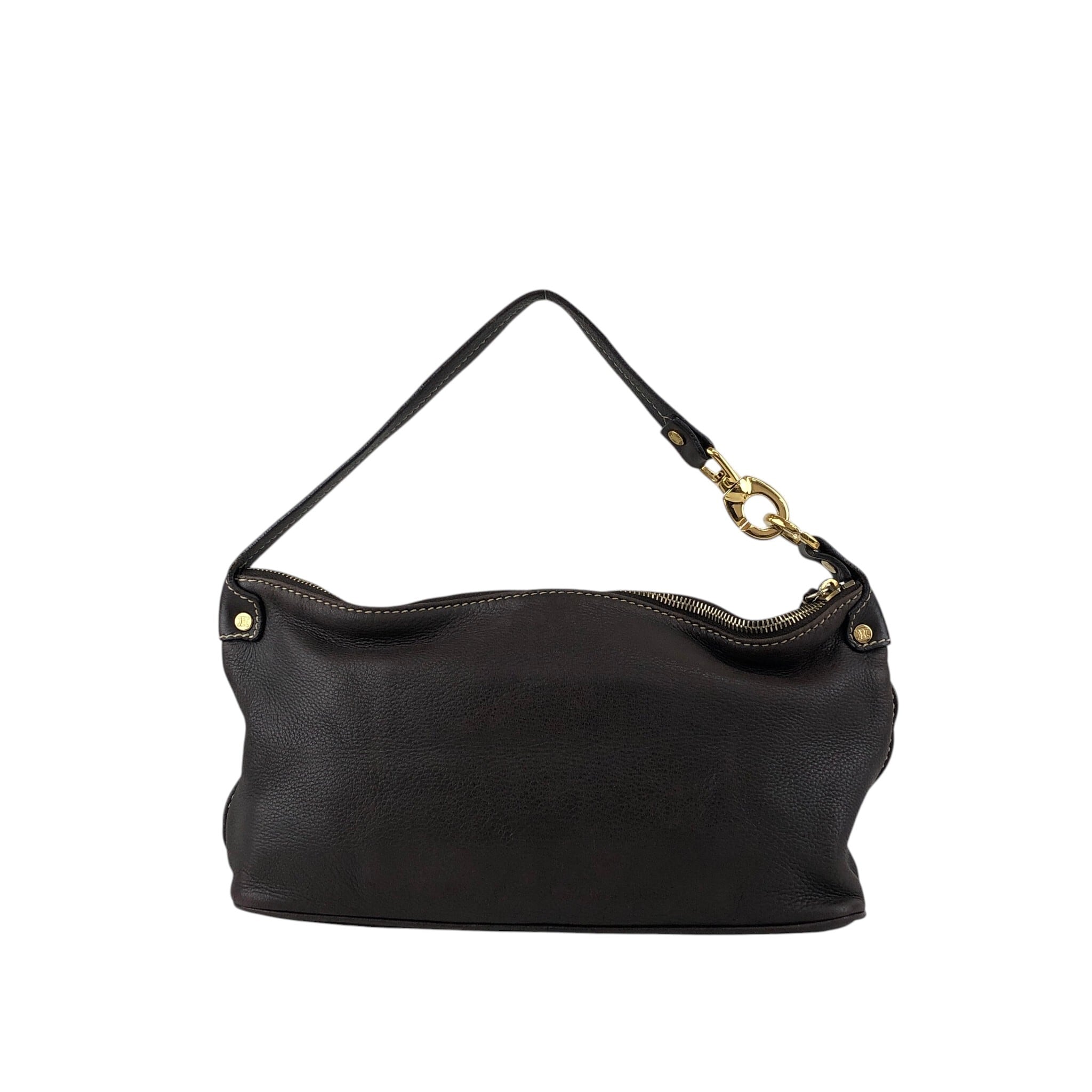CELINE ヴィンテージ トリオンフ キャビアスキン ハンドバッグ 肩掛け CELINE セリーヌ ハンドバッグ ブラウン トリオンフ レザー ミニバッグ