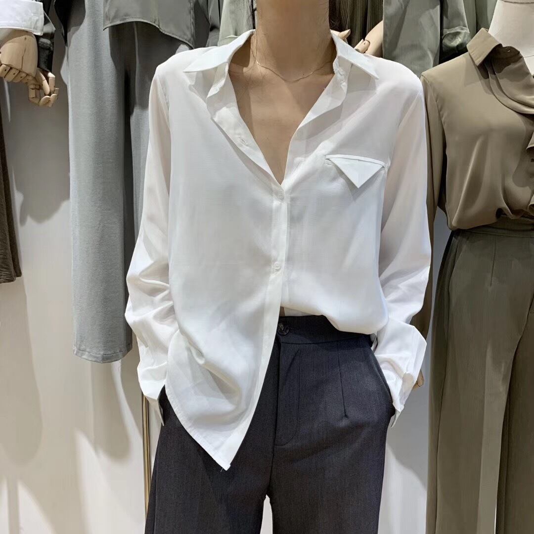 シャツ レディース トップス ブラウス コットン きれいめ シンプル こなれ感 長袖 韓国 春 秋 Vネック 白シャツ 大人 かっこいい シャツ ブラウス コーデ オフィス 通勤 スタイル 10代 代 30代 40代 50代 カラバリ 無地 開襟 長袖 ホワイト