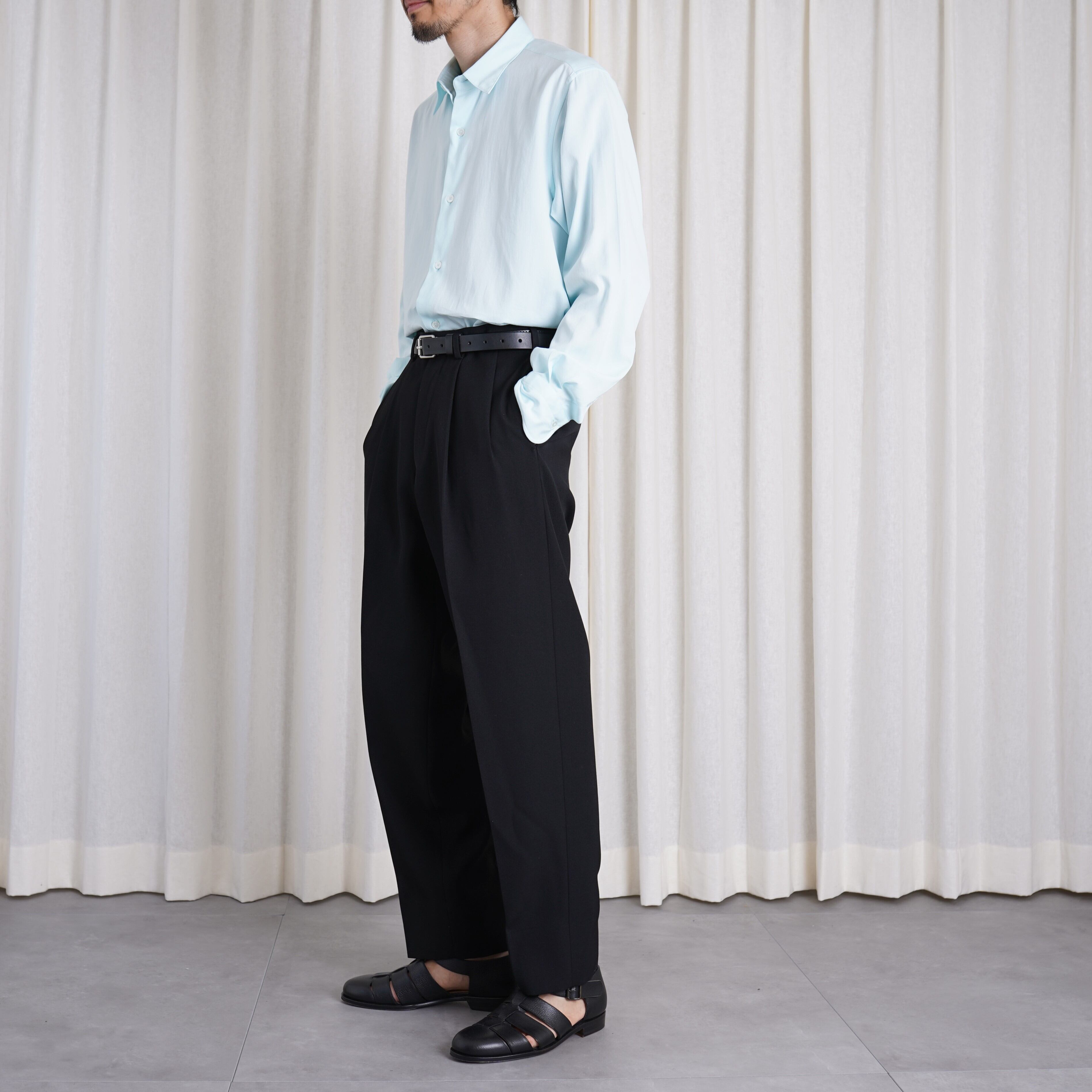 HEUGN】George BLACK GABA TROUSER010