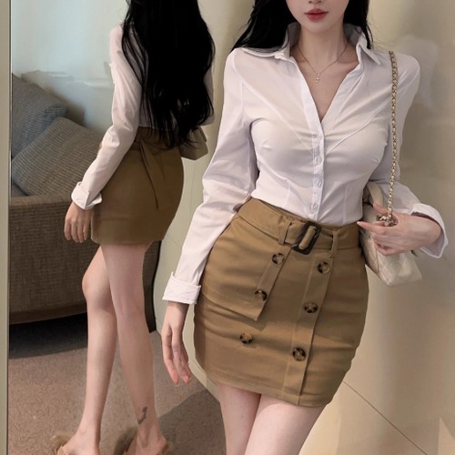 Ｗボタンデザインスカート ・12776