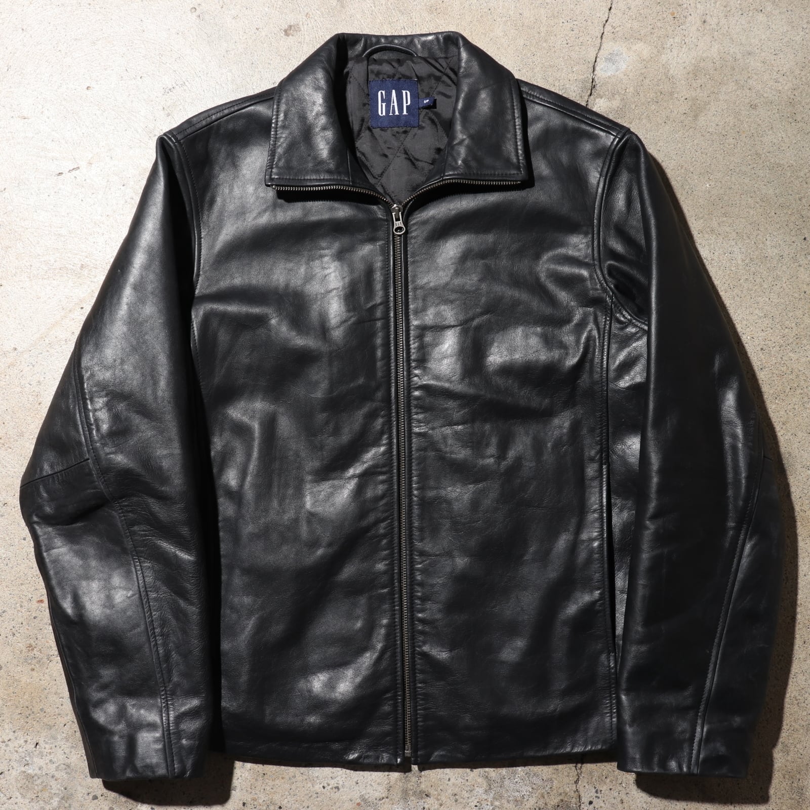 美品 S OLD GAP ハイジップ 牛革レザージャケット オールドギャップ 黒