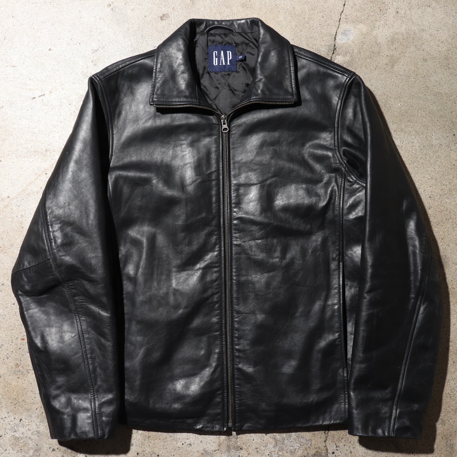 美品 S OLD GAP ハイジップ 牛革レザージャケット オールドギャップ 黒 