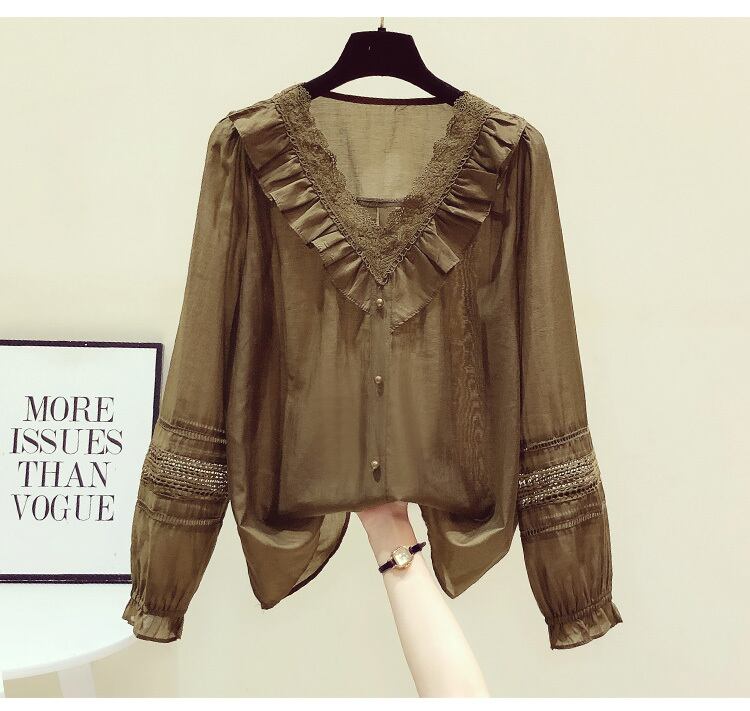 Vネック 刺繍 レース ブラウス トップス シャツ 袖あり 長袖 パフスリーブ Vネック フリル 前開き 編み込み 透け感 かわいい 大人可愛い きれいめ シンプル カジュアル 大人 上品 おしゃれ 大人女子 こなれ感 ラブリー キュート ガーリー エレガント 主役級 フォーマル 花柄 トップス シャツ ブラウス 袖あり 長袖 Vネック 襟なし レース 刺繍