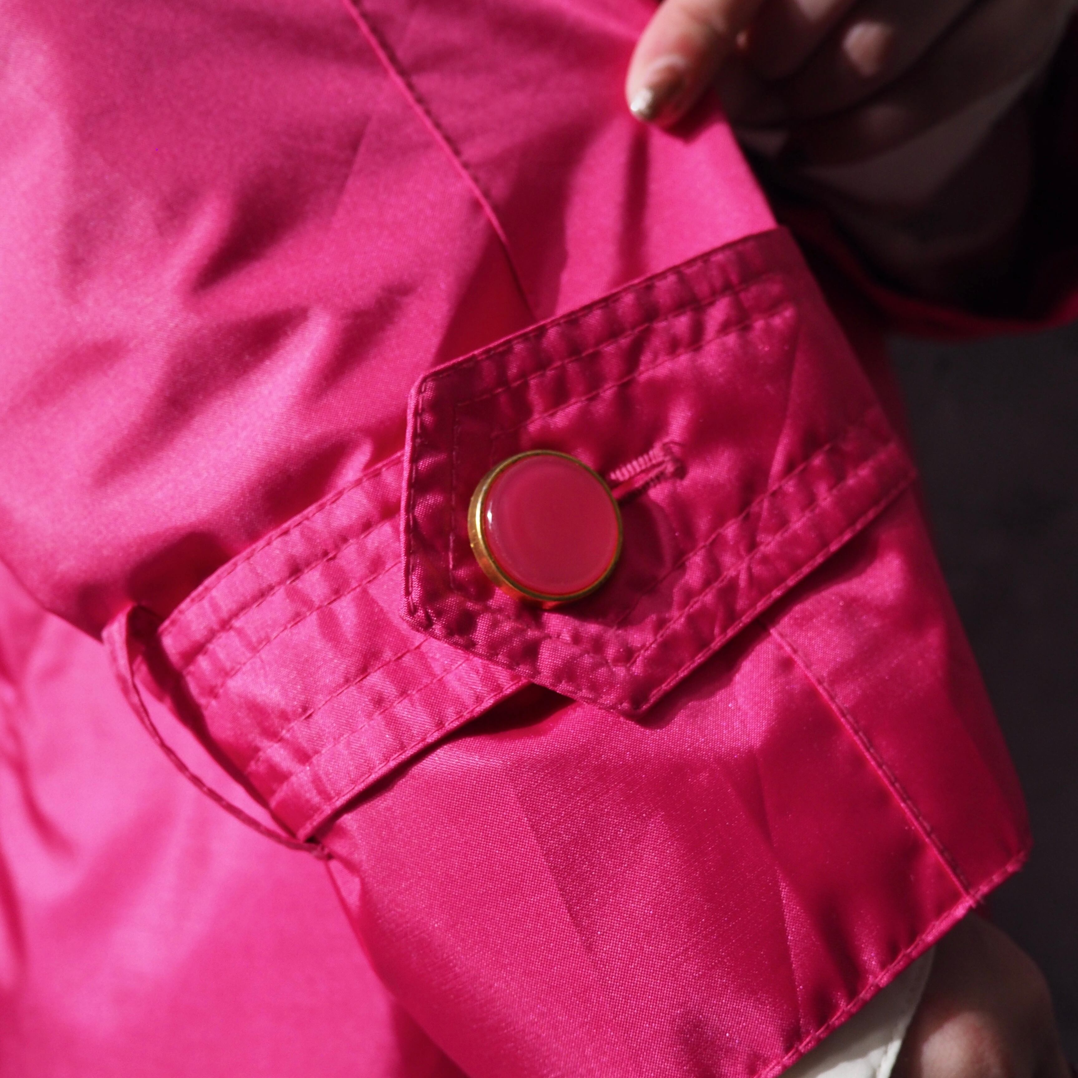 1990s Beautiful Vivid shocking pink color vintage loose long trench coat