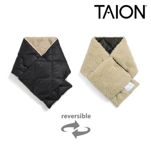 TAION タイオン シティ リバーシブル ダウンマフラー 800FP ダウン95% マイクロボア ナイロン 防寒 保温 軽量 ユニセックス 男女兼用 TAION-R201CI ブラック×グレーベージュ
