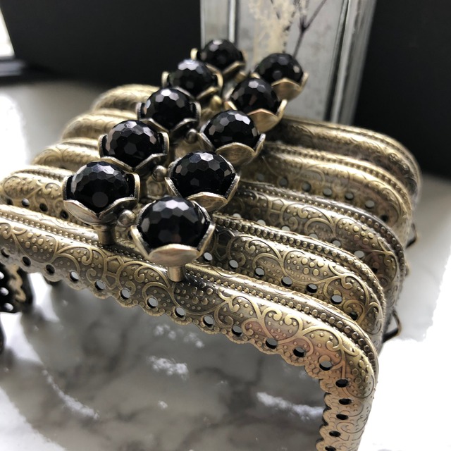 5個セット❤︎ 黒クリアストーン付き がま口 口金 8.5cmアンティーク ゴールド ブラック 黒｜おしゃれで可愛いがま口口金が安い通販サイトBeautyWolf