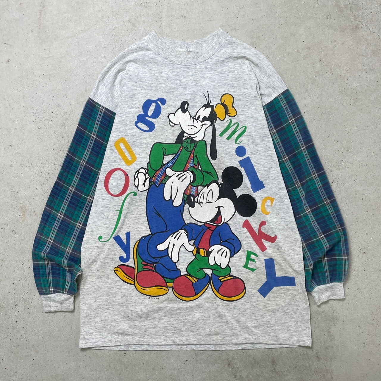 DISNEY MICKEY MOUSE GOOFY ディズニーキャラクタープリントTシャツ 袖 