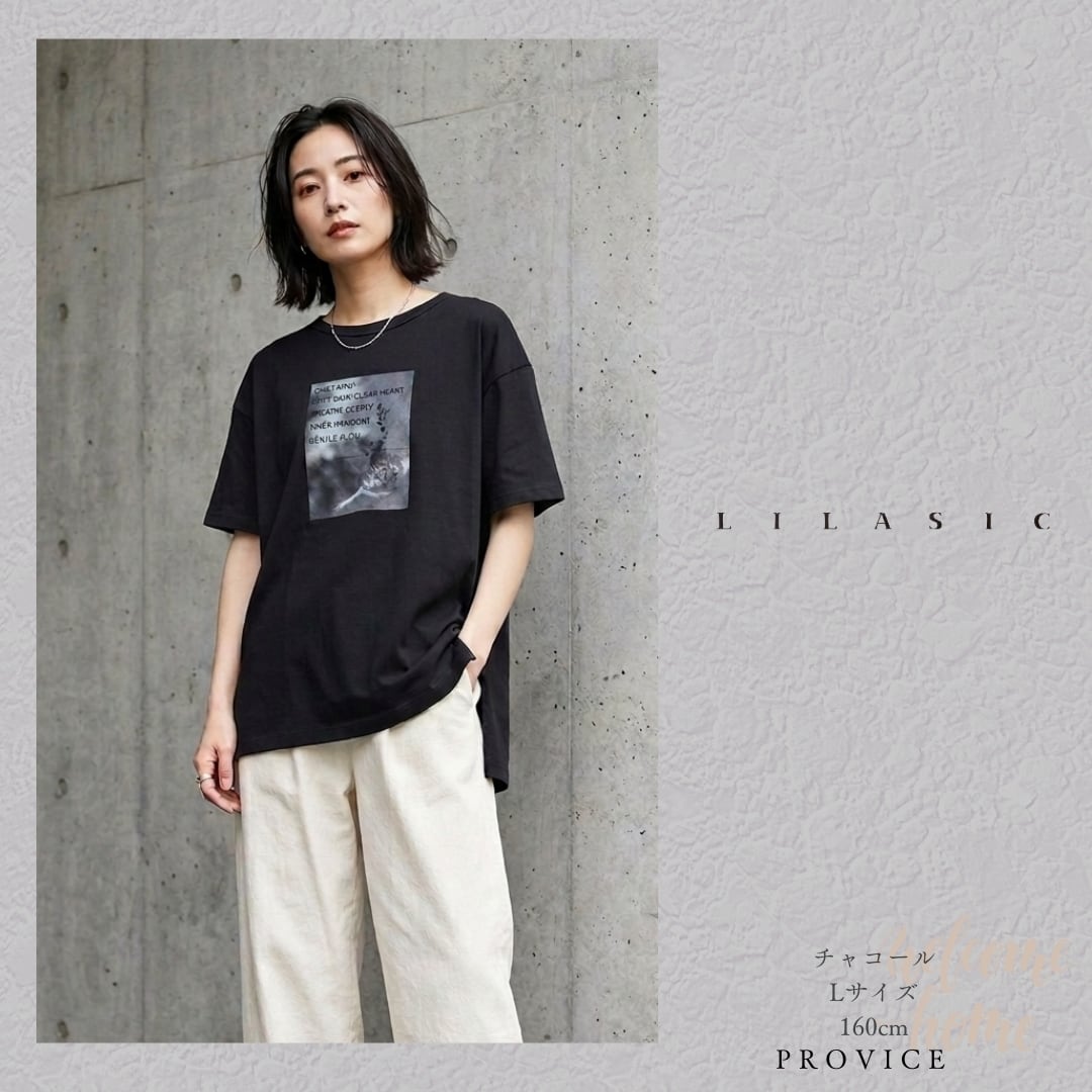 LILASIC/SDCW6142/リラシク/フォトプリントTシャツ/軽いTシャツ/フォト