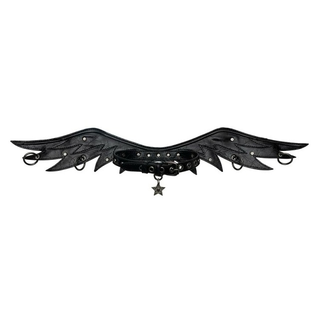 [CFIERCE] Angel Wings Leather Collar