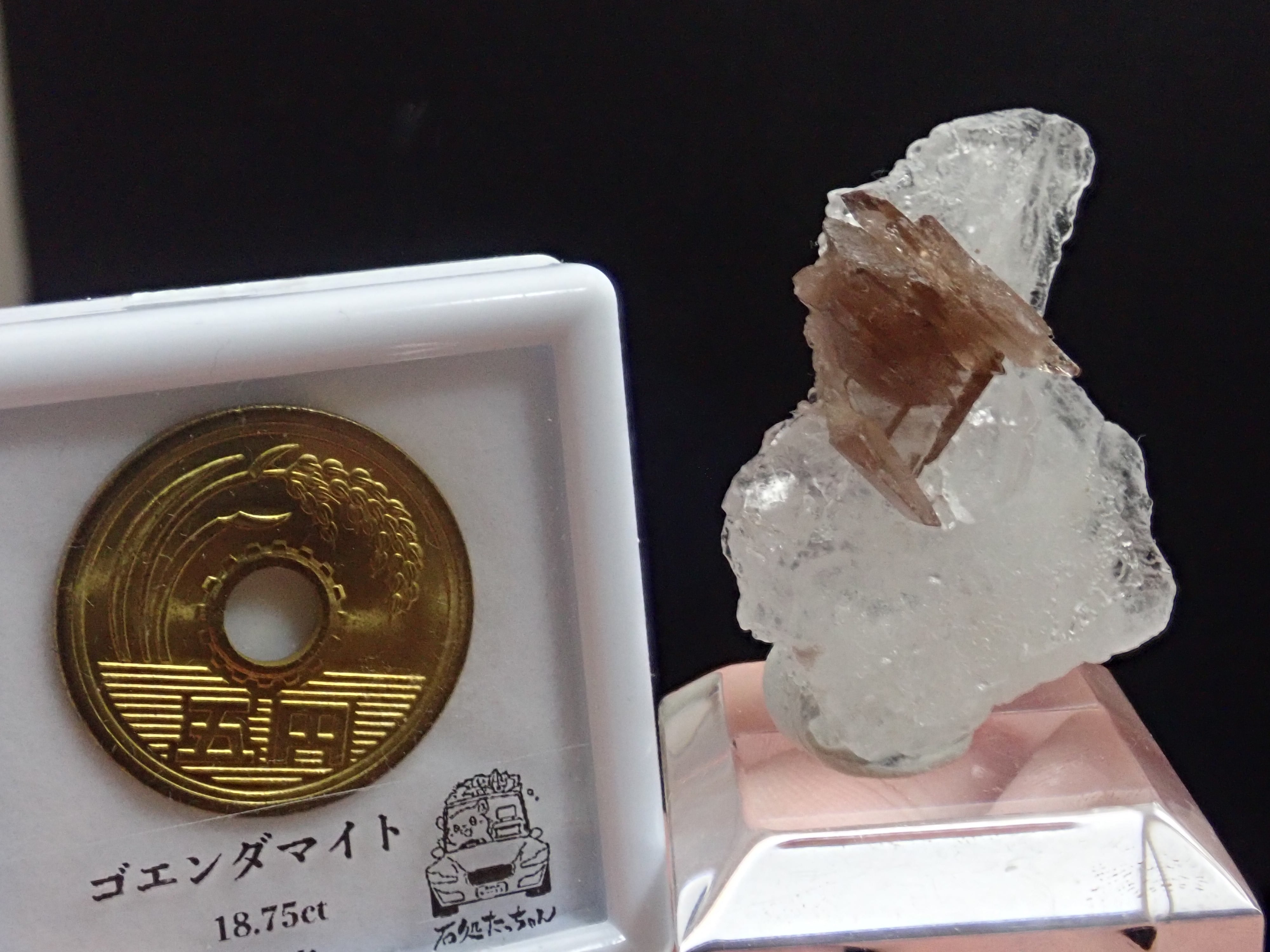 結晶美】アキシナイト＆クォーツ 斧石＆水晶 原石 標本 | 石処たっちゃん