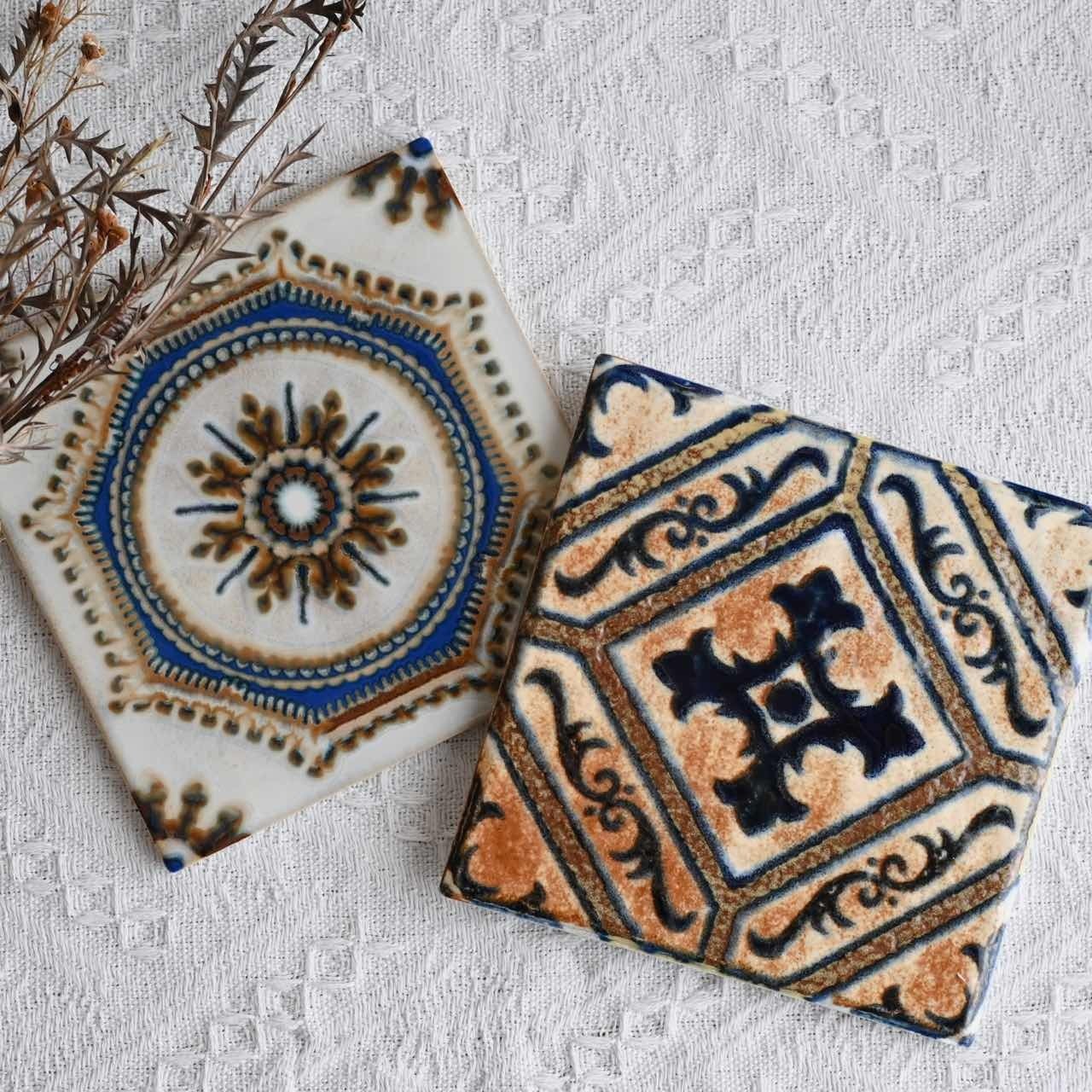 【 8/27 再入荷 】美濃焼 モロッコスタイル ポットプレート|トリベット タイルプレート 陶器の鍋敷き