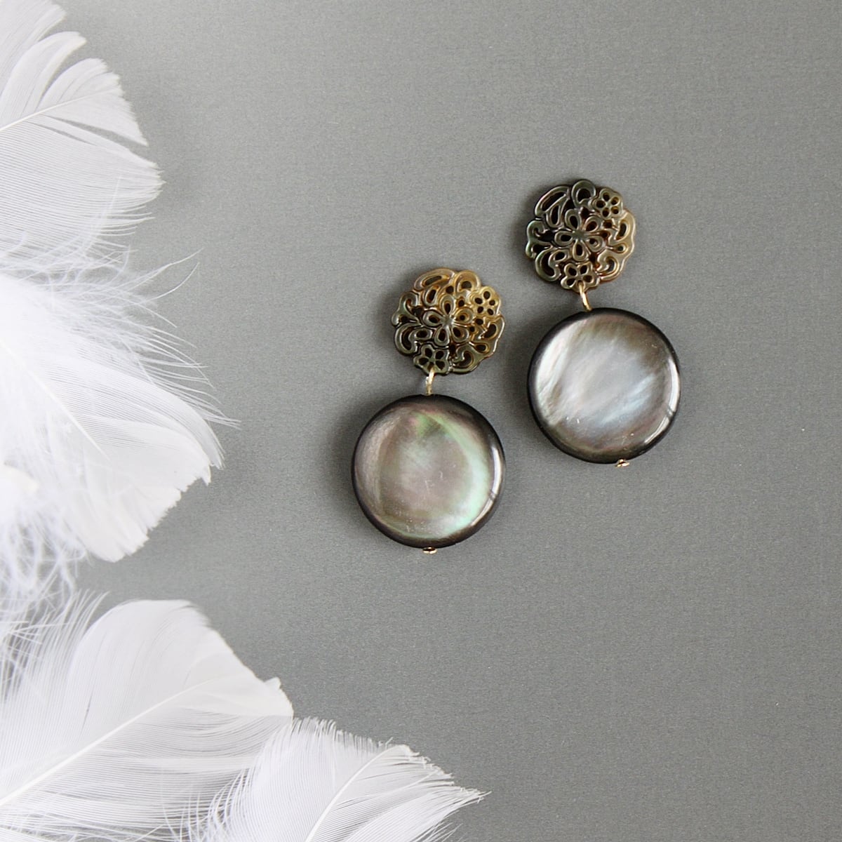 14kgfグレープアゲートのピアス