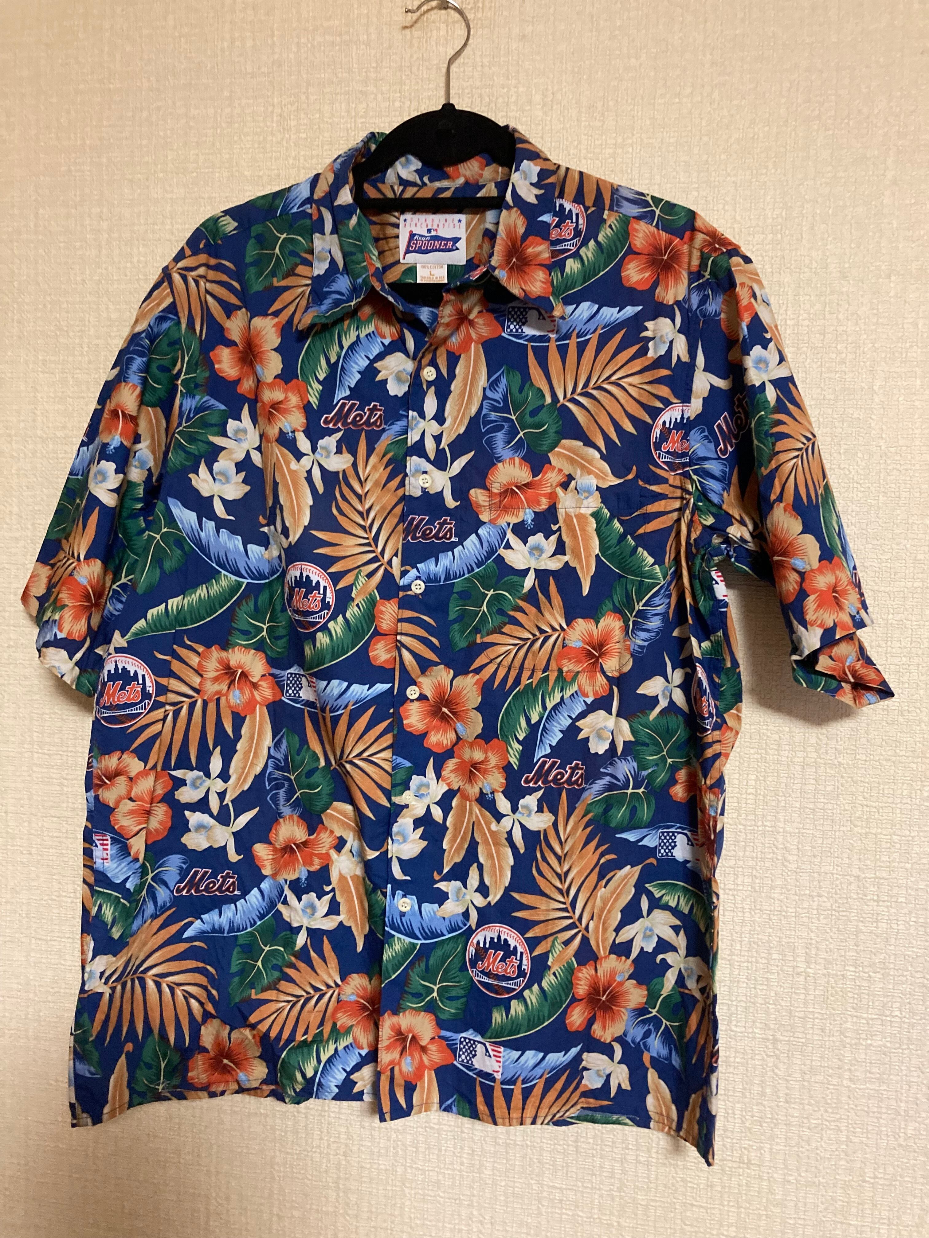 希少レインスプーナーMLBコラボシリーズ アロハシャツ NY METS 03年物