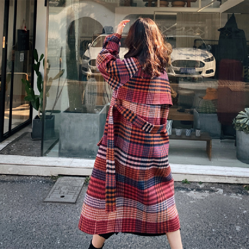 アウター コート チェック柄 エレガント ロング 厚手 韓国系 気質アップ 流行り カジュアル 今季注目 S M L Dresszone