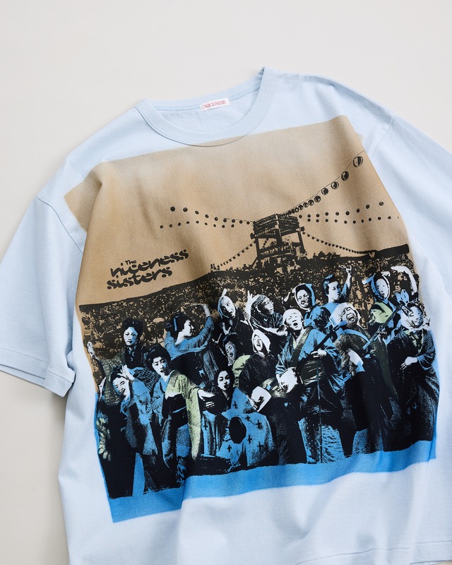 NICENESS /ED -handstencil print tee- blue