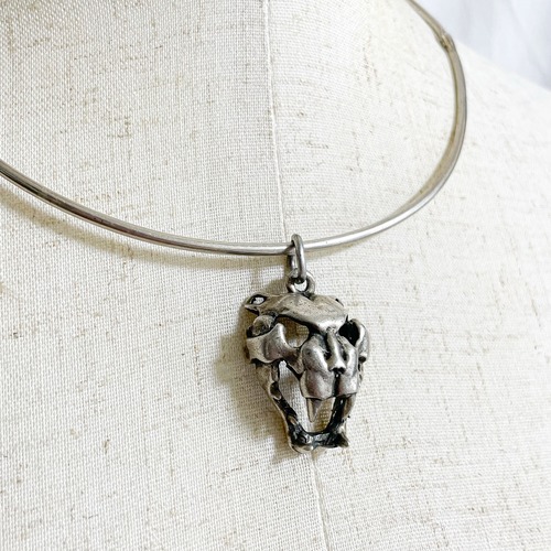 Vintage 925 Silver Cougar Skull Pendant Top From Canada