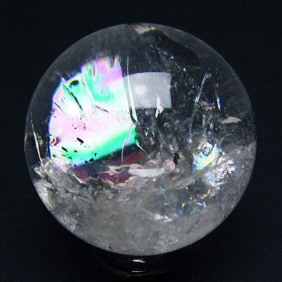 水晶 丸玉 虹入り 57mm スフィア 置物 水晶玉 一点物 151-8830
