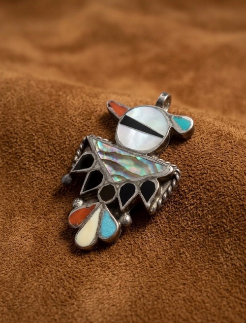 【ZUNI】VINTAGE 1960s  Multi-Stone Inlay Thunderbird Pendant Top