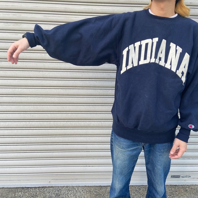 『送料無料』90s Champion USA製　リバースウィーブ　刺繍タグ　カレッジ　紺色