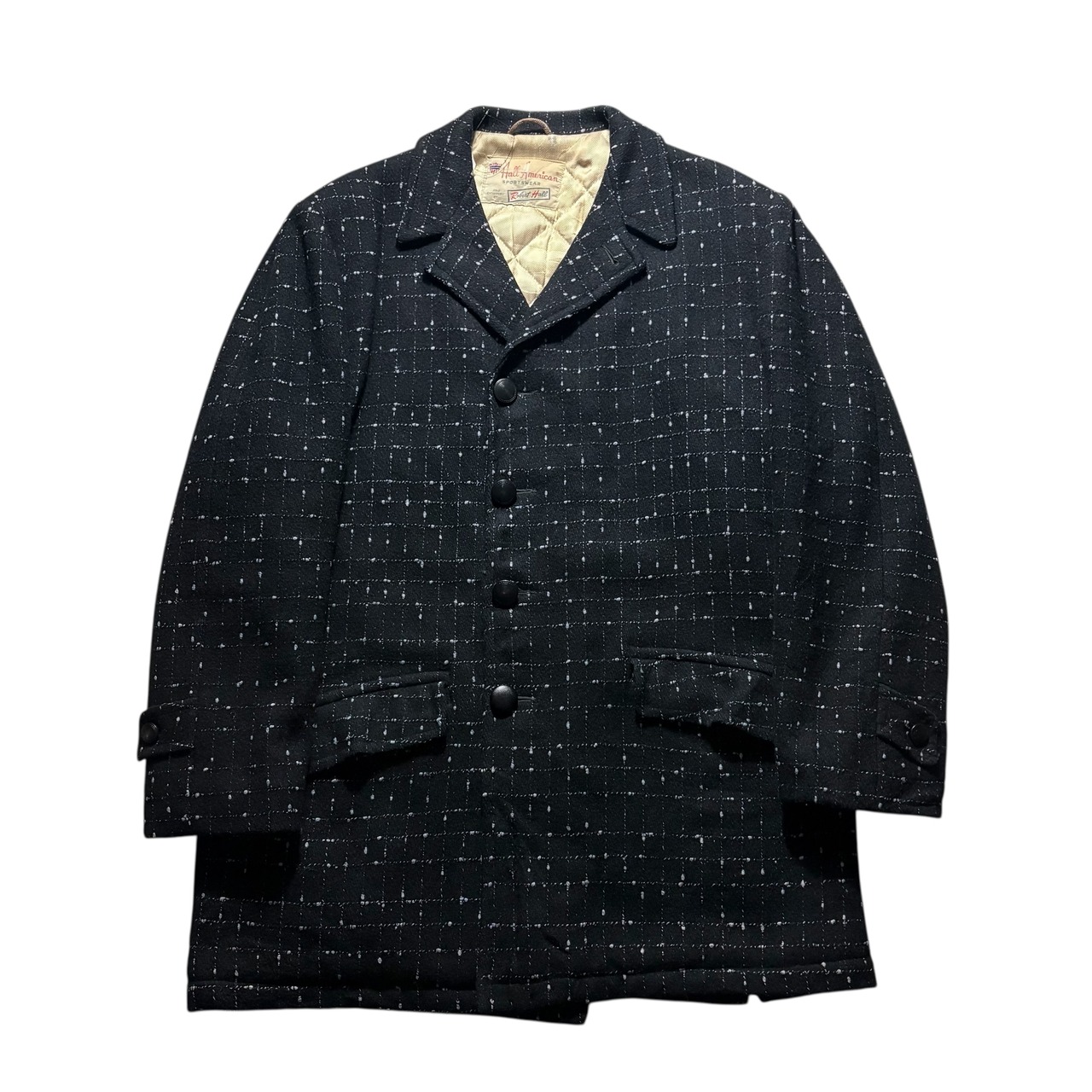 vintage 1950’s ROBERT HALL blue nep black wool car coat