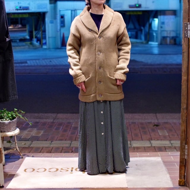 1930s Low Gauge Shawl Collar Athletic Cardigan / 30年代 ローゲージ