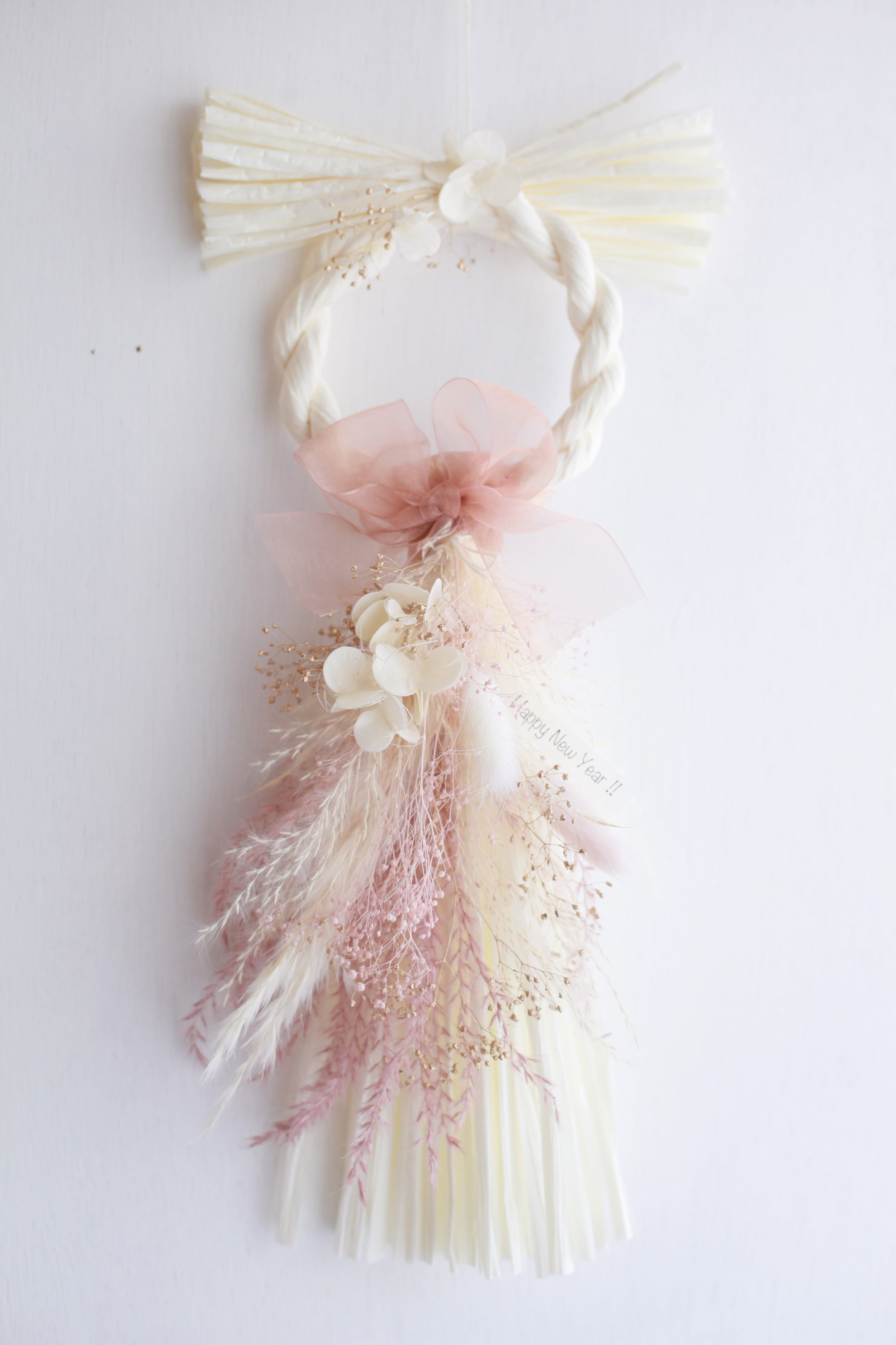 【送料込み】しめ縄リース(わふさキナリ)