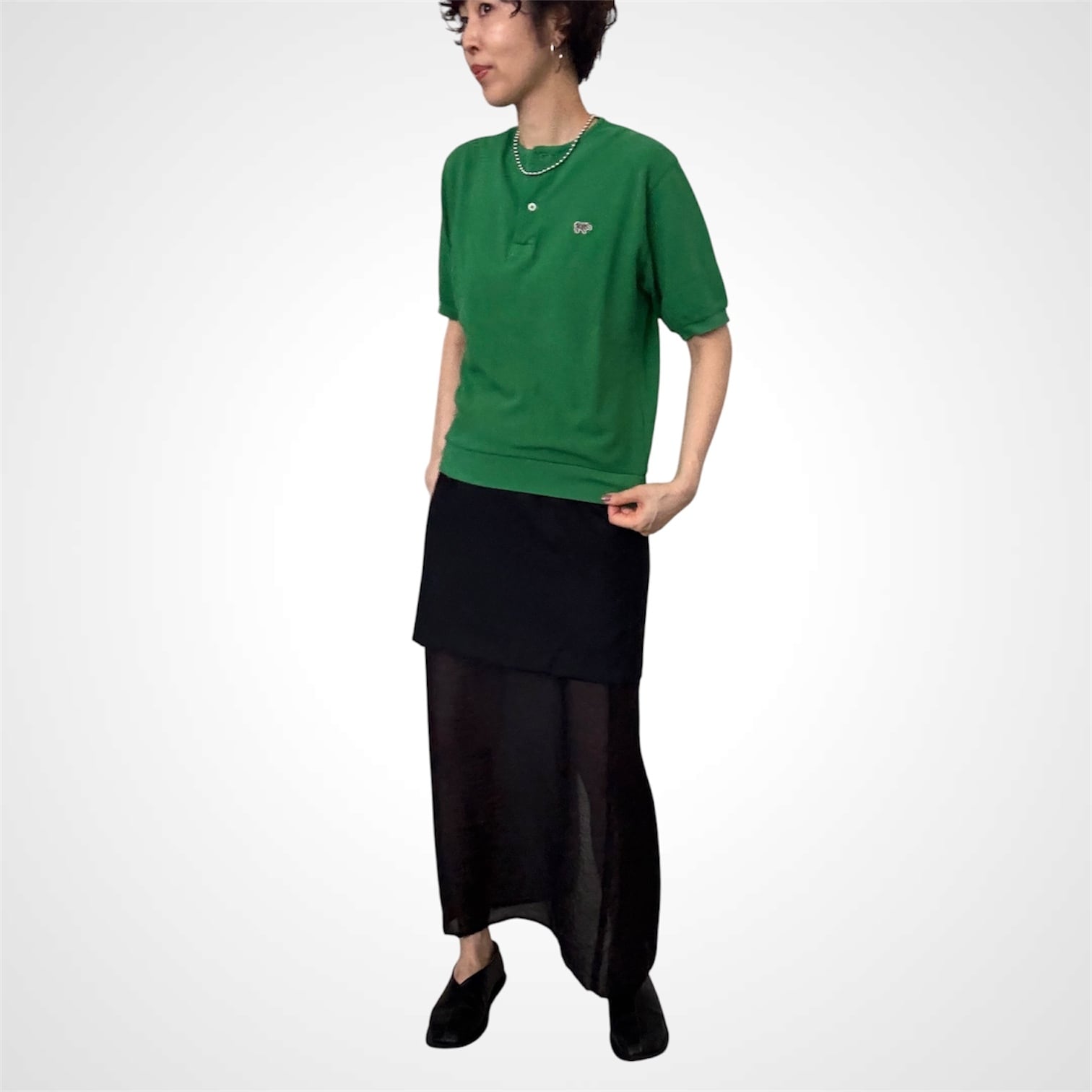 scyebasics コットンピケヘンリーネックポロ