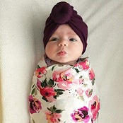 赤ちゃん ベイビー 新生児 ターバン ヘアバンド ヘアーバンド ヘッドバンド 1-5才 頭 保護 防寒 アクセサリー リボン 小物 頭囲約38cm 深さ約15cm (purple)