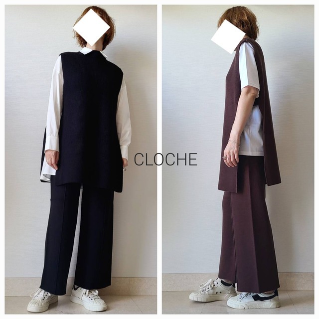 【CLOCHE】2set  ニットベスト×ニットパンツ(352-85521)