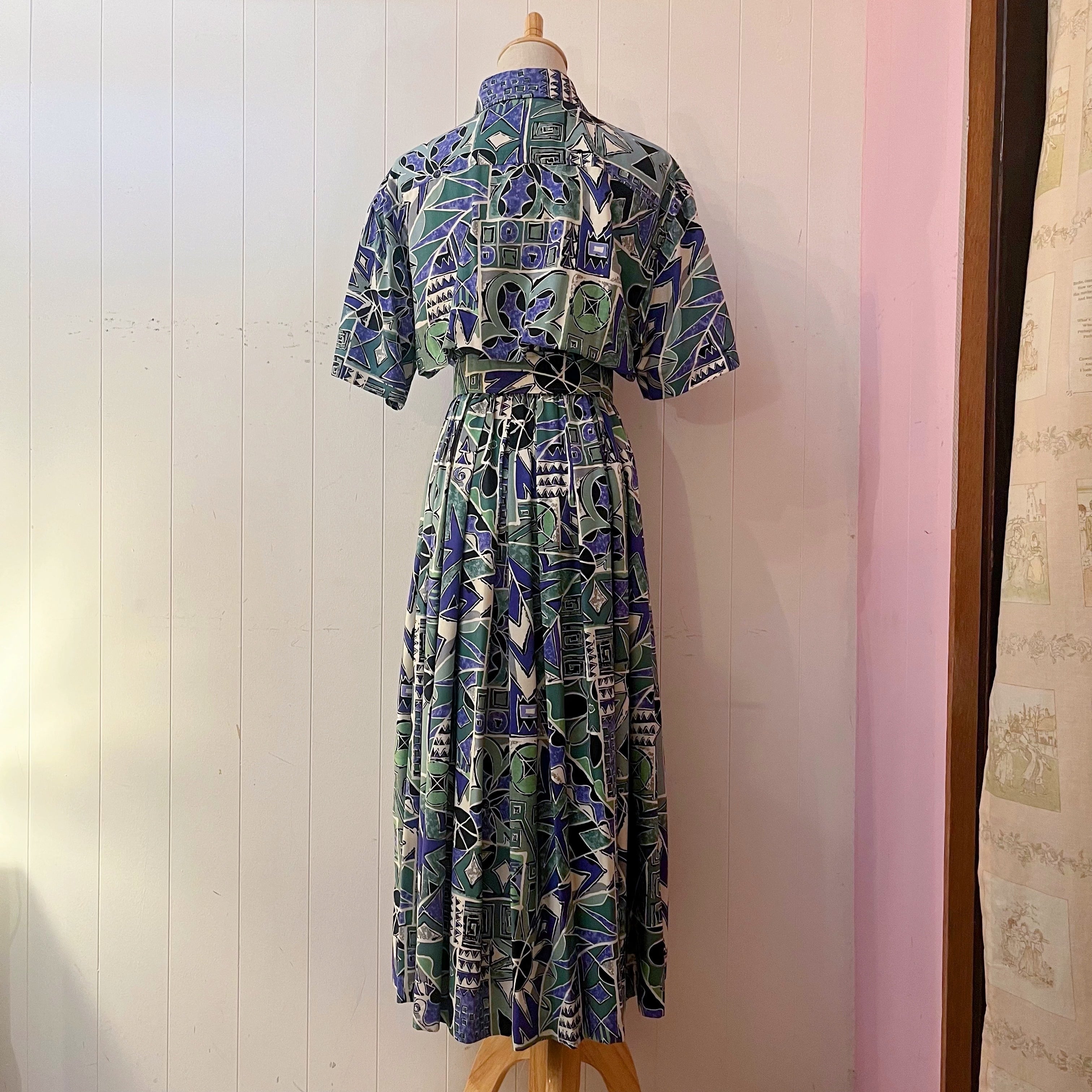 geometric front button one-piece