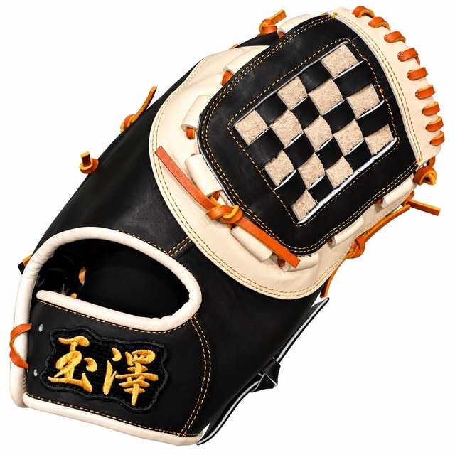 【軟式】玉澤 少年用ファーストミット TUF-J73型 （本体：ブラック×キャメル　紐：タン）｜タマザワ