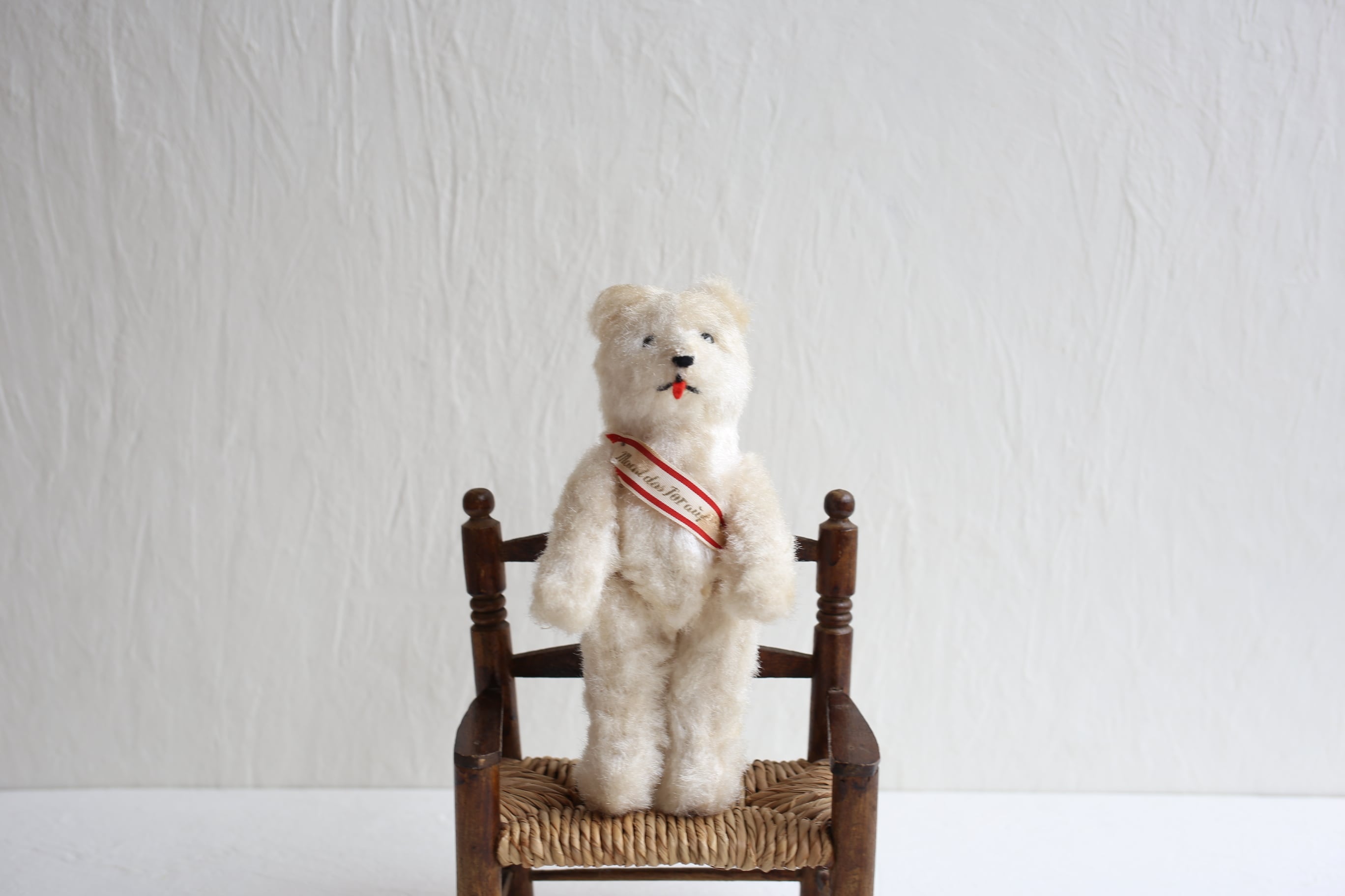 フランス アンティーク ヴィンテージ テディベア ベルリンベア ピーナッツベア 白 約20.5cm N-05789