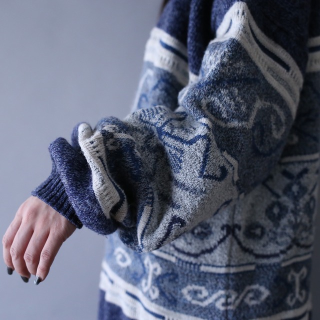 cold coloring multi pattern over silhouette sweater