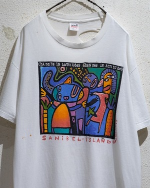 1990s vintage good damaged printed T-shirt / ©︎big hed designs / single stitch