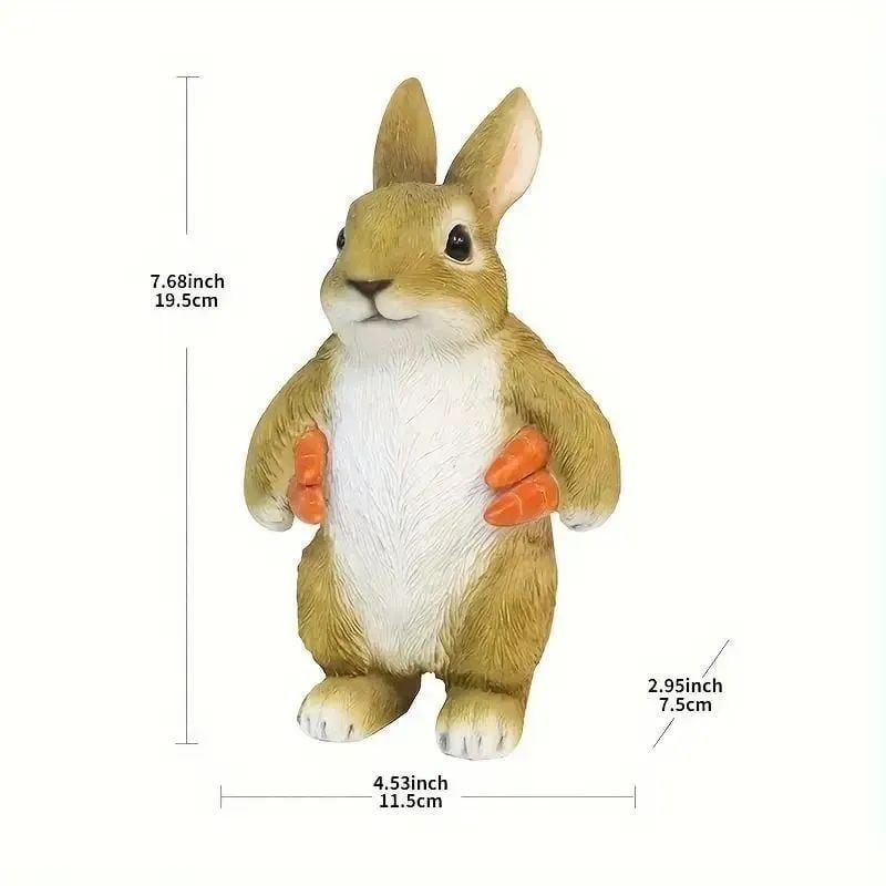 ウサギの置物 にんじん 樹脂 立ちポーズ ネザーランド 立ち耳 かわいい