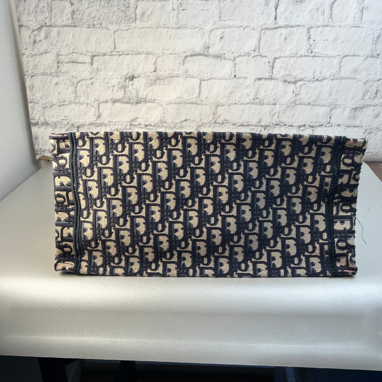 Christian Diorオブリーク ブックトート キャンバス トートバッグ ブルー A-10775