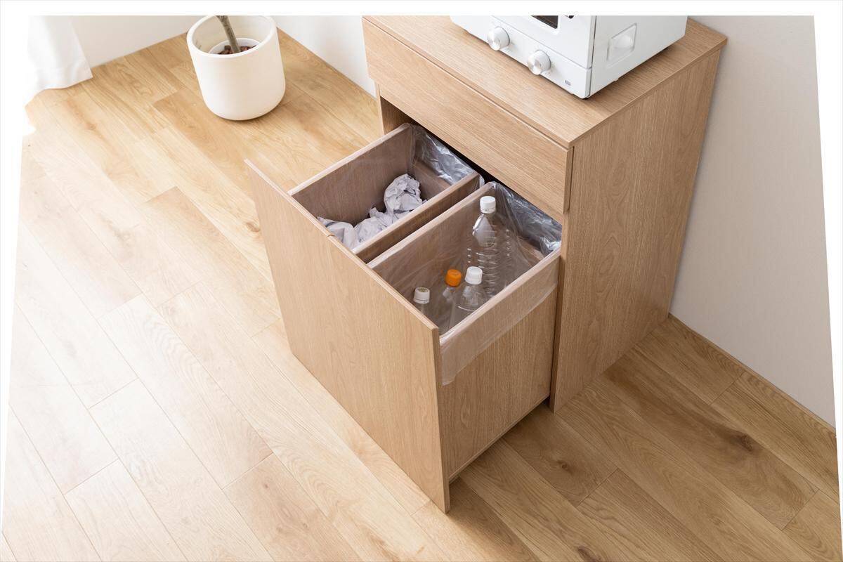 全3色】ゴミ箱に見えない！お部屋に馴染む2連ゴミ箱付きキッチン
