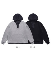 ボタンフロントフーディスウェットシャツ S0363