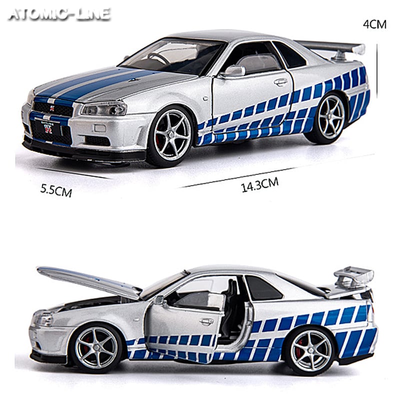NISSAN スカイライン R34 GTR 1/32 ミニカー 全4色 ライト点灯