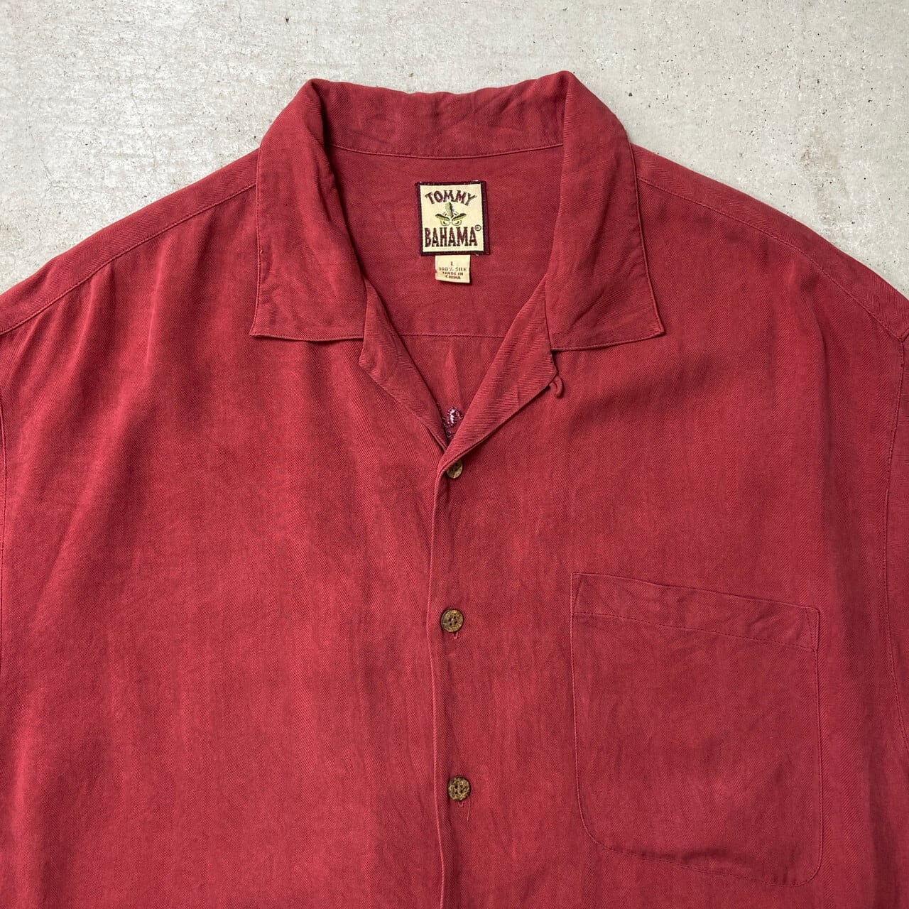 90s  Bahama 開襟シャツ ヘリンボーン シルク100% M 90s Bahama 開襟シャツ ヘリンボーン シルク100% M 90s Tommy Bahama
