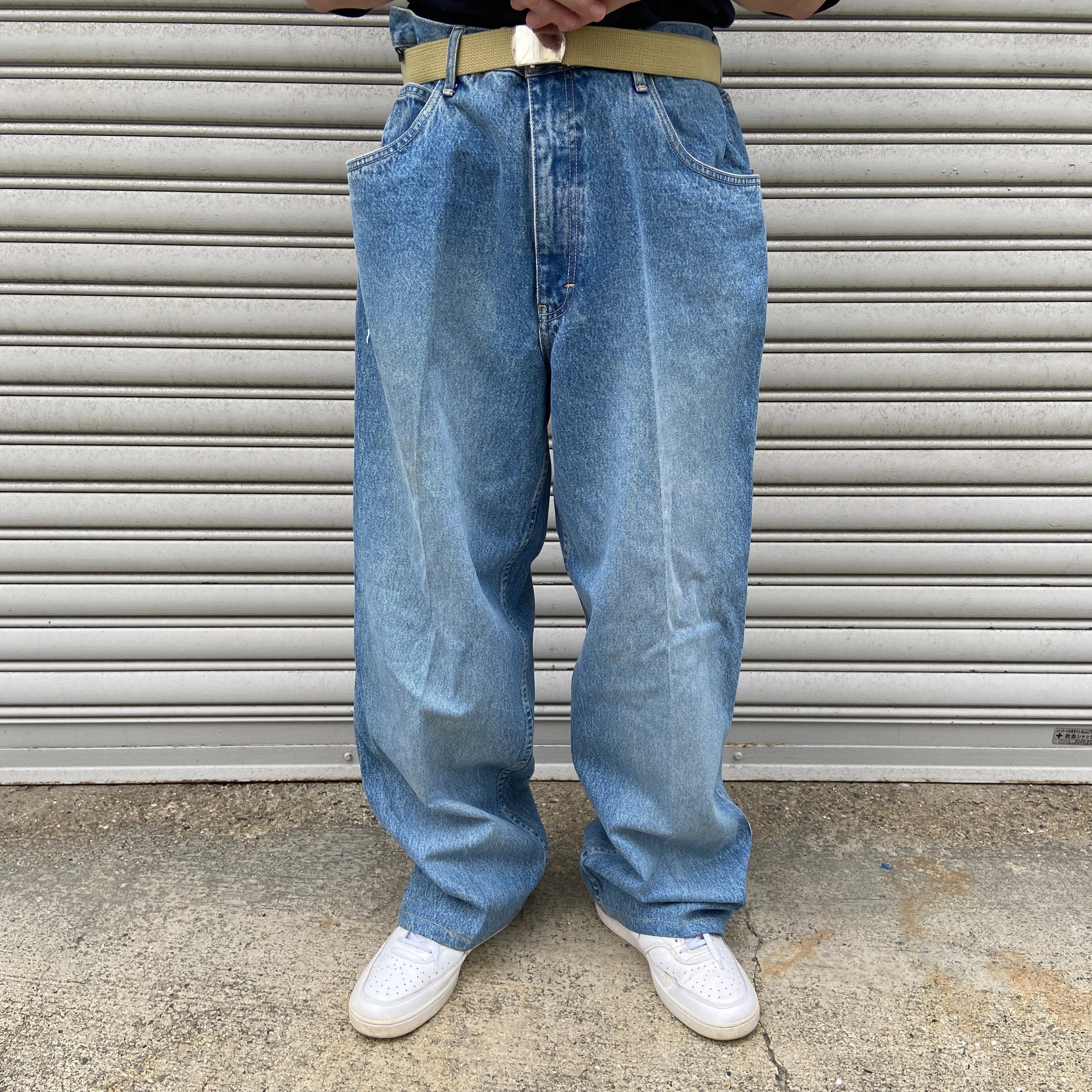 90s sean john シャイニー シルバー ブルー バギー デニムパンツ