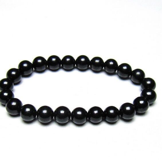 シュンガイト ブレスレット 8mm 一点物 メール便可 111-49681