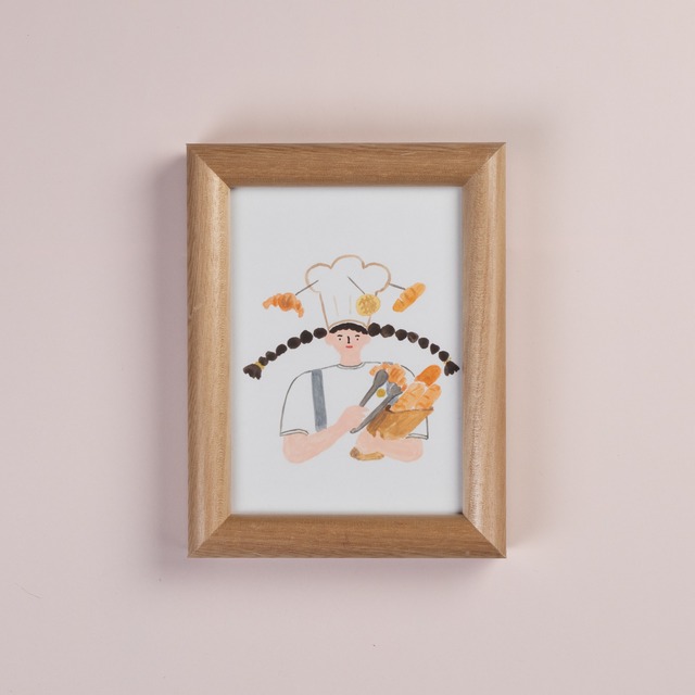 < Riie ／ ワカイリエ > 原画「美味しいパン屋さんの帽子」