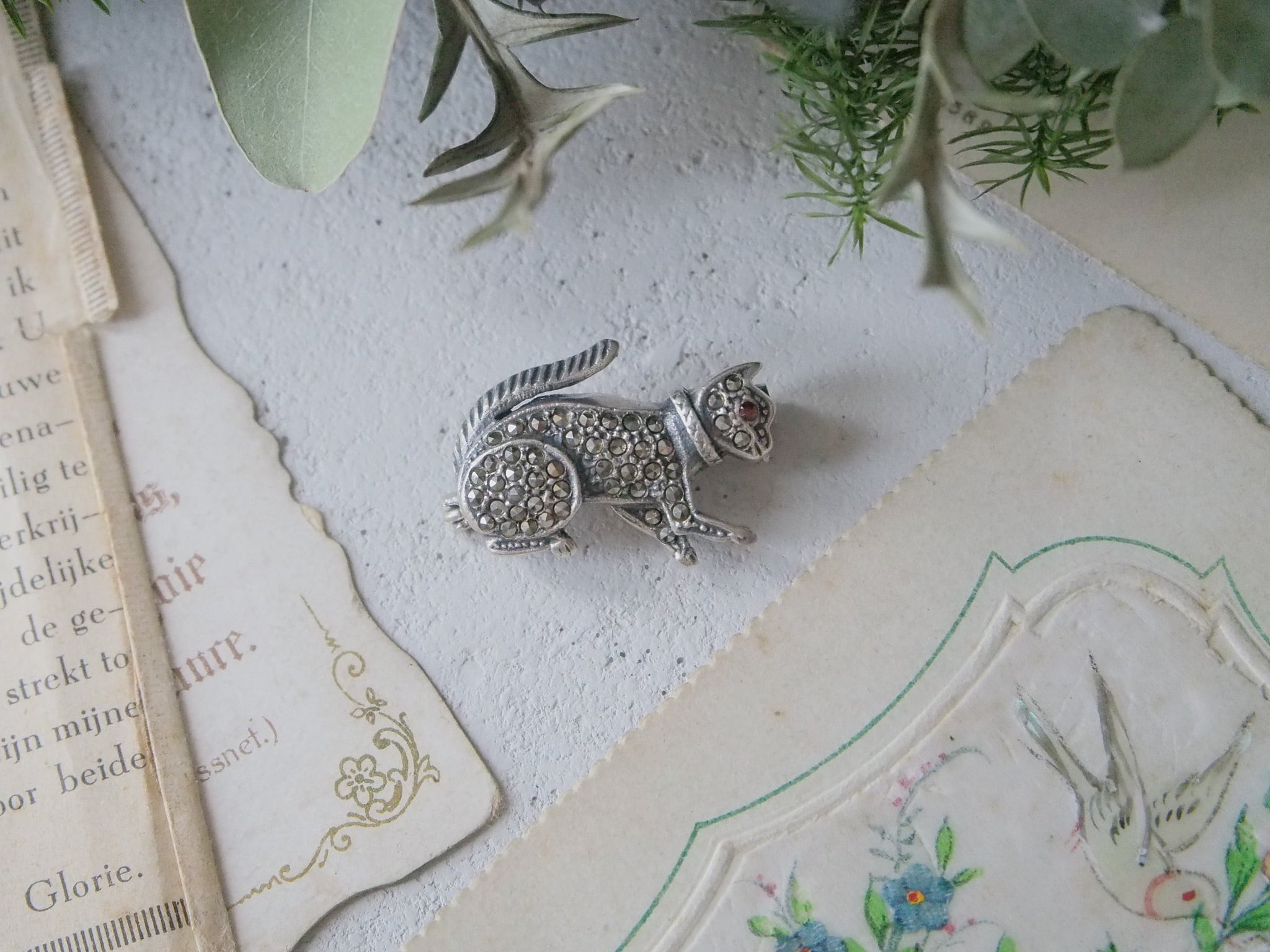 ヴィクトリア 花と鳥のブローチ | アンティークアクセサリー ｜antique