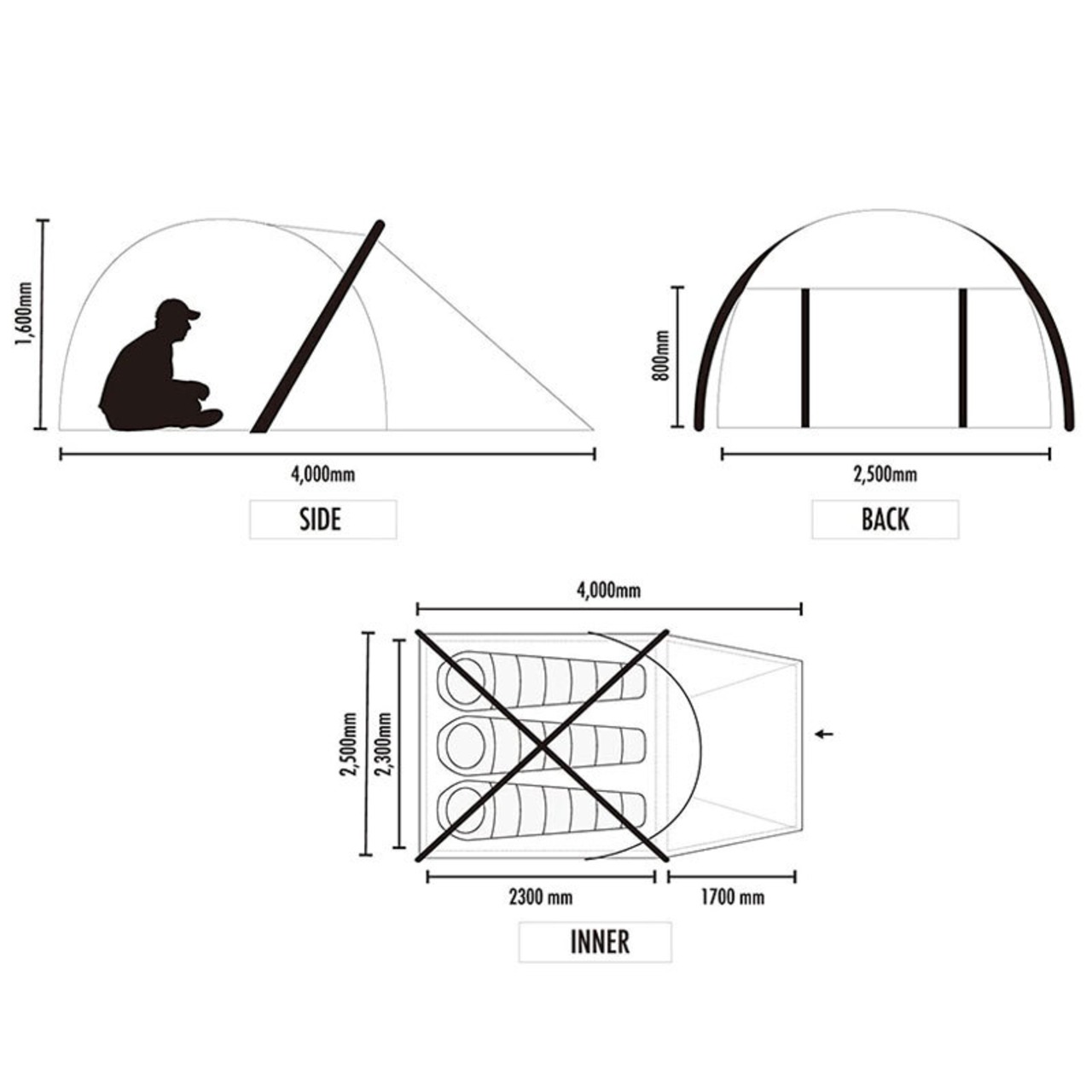 AND AIR Xframe series 三人用テント DAND-03 ドーム型