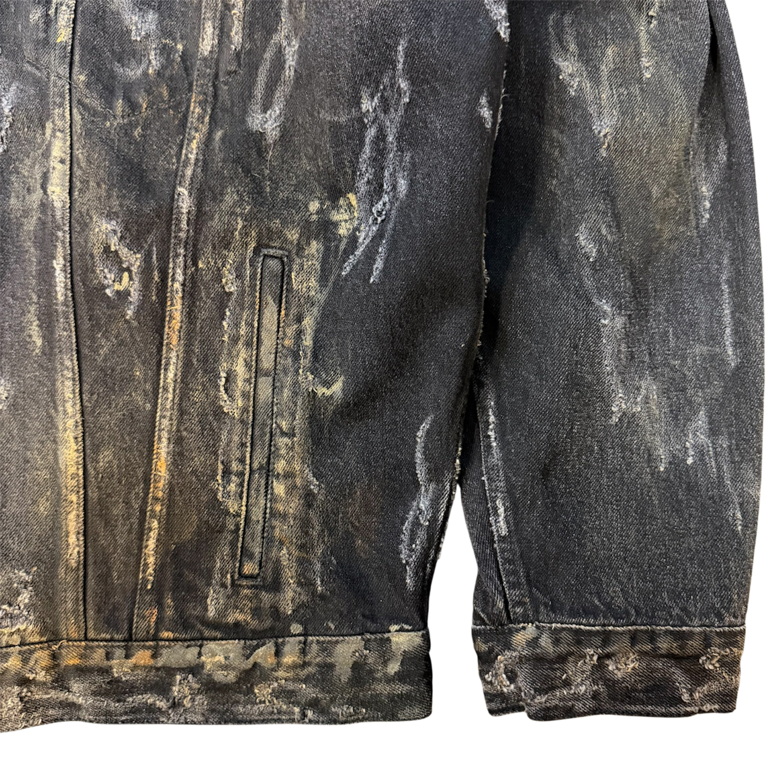 BALENCIAGA 23SS Black Distressed Denim Jacket