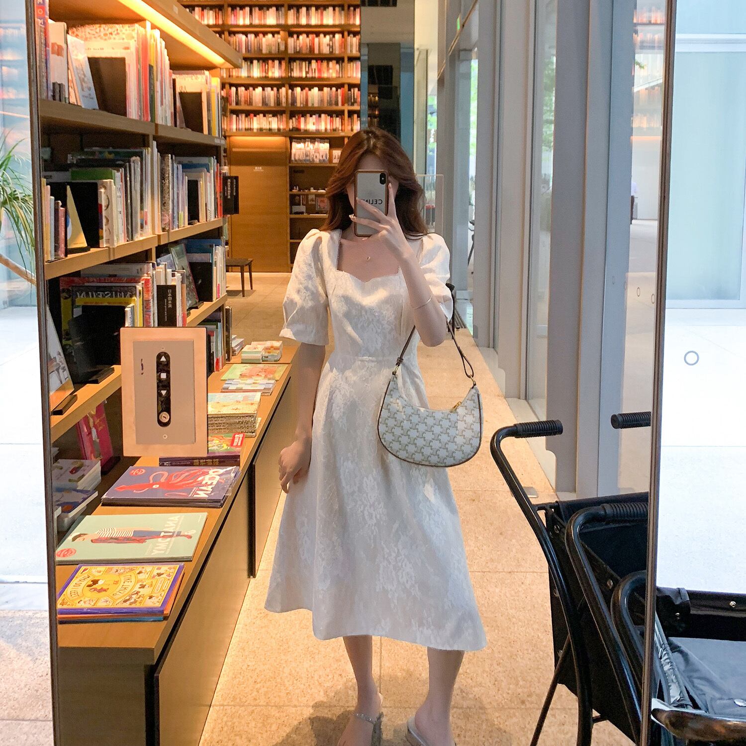 サマースタイルカラードレス ホワイトウェスト薄手Aラインスカート 夏物 スクウェア 6Du_Shop_Women2747048410